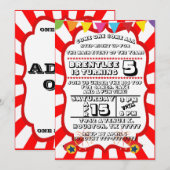 Carnival Party Invitation, Circus Invitation Kaart (Voorkant / Achterkant)