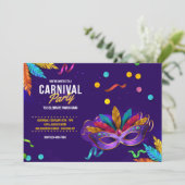 Carnival Party Mardi Gras Uitnodiging (Staand voorkant)
