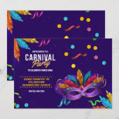 Carnival Party Mardi Gras Uitnodiging (Voorkant / Achterkant)