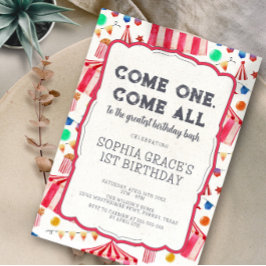 Carnival Party Pink Circus Girl 1ste verjaardag Kaart