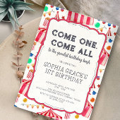 Carnival Party Pink Circus Girl 1ste verjaardag Kaart