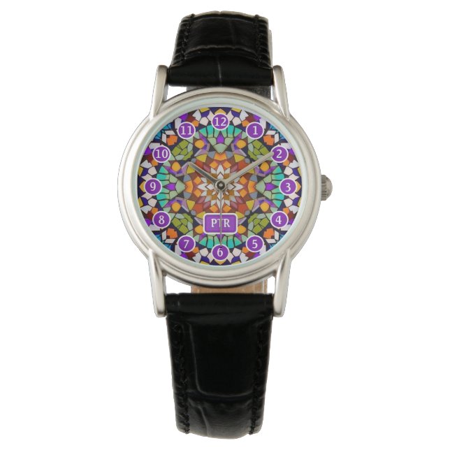 Carnival Party Time - Multicolor Mosaic & Initiale Horloge (Voorkant)