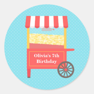 Carnival Popcorn kinderen Birthday Party Stickers