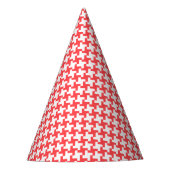 Carnival Red White Houndstooth Feesthoedjes (Voorkant)