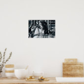 Carnival Ride Horse Carousel - Foto zwart-wit Poster (Keuken)