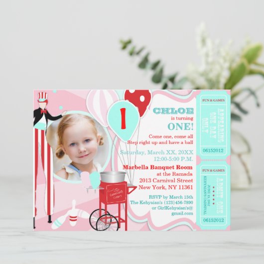 Carnival Roze 2 Kaart (Staand voorkant)