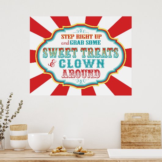 Carnival Sign Clown and Trees Poster (Keuken)