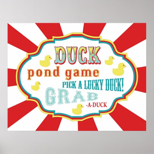 Carnival Sign Duck Pond Game Poster (Voorkant)