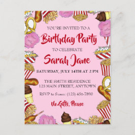 Carnival State Fair Eten Verjaardagsfeestje Uitnodiging Briefkaart