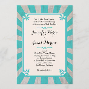 Carnival Steampunk Turquoise Wedding Invitation Kaart