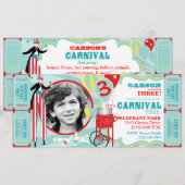 Carnival Stilt Walker & Cotton Snoep Birthday Kaart (Voorkant / Achterkant)