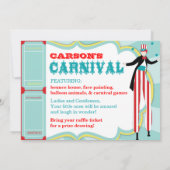 Carnival Stilt Walker & Cotton Snoep Birthday Kaart (Achterkant)