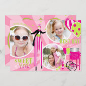 Carnival Stilt Walker & Cotton Snoep Dank je wel 3 Bedankkaart (Voorkant / Achterkant)