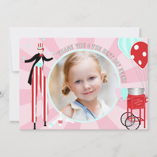 Carnival Stilt Walker Cotton Snoep Hartelijk dank Bedankkaart (Voorkant)