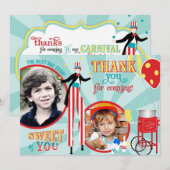 Carnival Stilt Walker Cotton Snoep Hartelijk dank Bedankkaart (Voorkant / Achterkant)