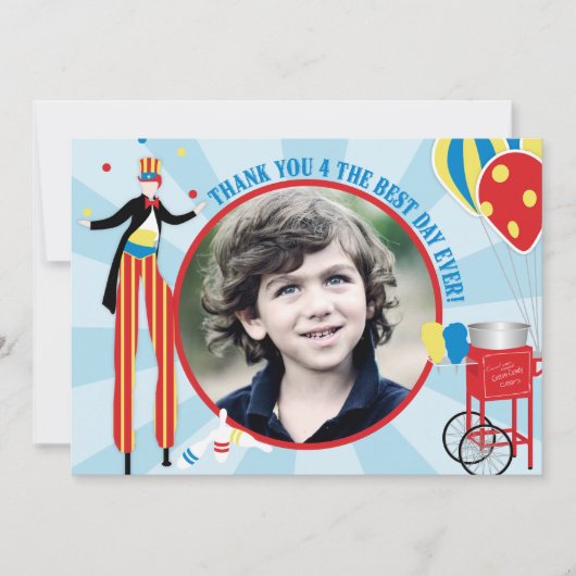 Carnival Stilt Walker Cotton Snoep Hartelijk dank Bedankkaart (Voorkant)