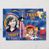 Carnival Stilt Walker Cotton Snoep Hartelijk dank Bedankkaart (Voorkant / Achterkant)