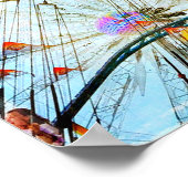 Carnival swing ride blue sky retro foto poster (Hoek)
