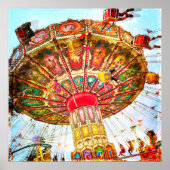 Carnival swing ride blue sky retro foto poster (Voorkant)