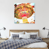 Carnival swingende rit foto vintage retro blauwe l canvas afdruk (Insitu (Slaapkamer))