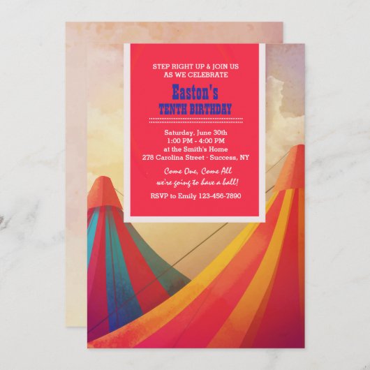 Carnival Tents Invitation Kaart (Voorkant / Achterkant)