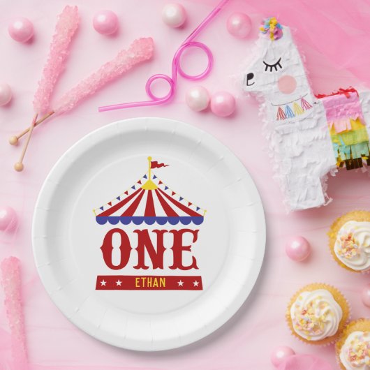 Carnival Thema Aangepast 1e verjaardag Circus Papieren Bordje (Feest)