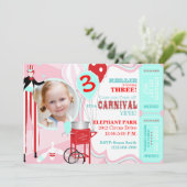 Carnival Theme Birthday Invitation A7-PKRD Kaart (Staand voorkant)