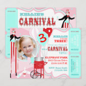 Carnival Theme Birthday Invitation A7-PKRD Kaart (Voorkant / Achterkant)