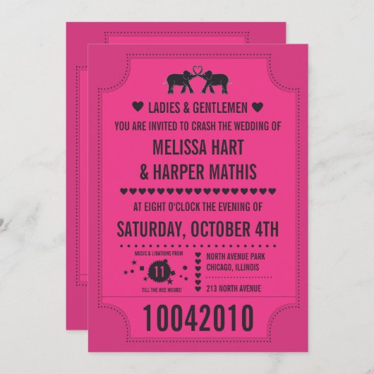 Carnival Ticket Invitation Kaart (Voorkant / Achterkant)