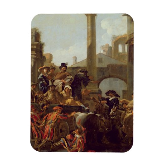 Carnival Time in Rome, 1653 (olie op canvas) Magneet (Verticaal)