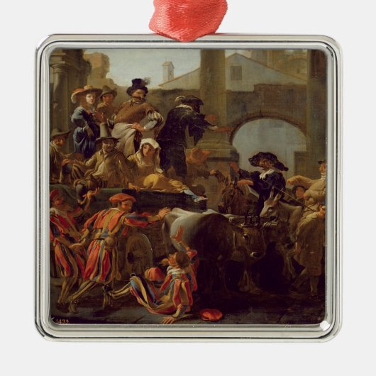 Carnival Time in Rome, 1653 (olie op canvas) Metalen Ornament (Voorkant)