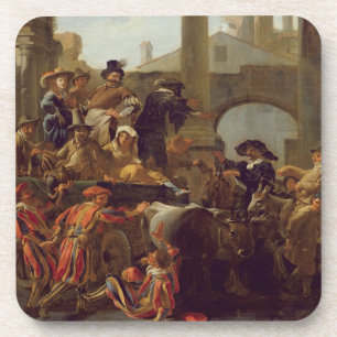 Carnival Time in Rome, 1653 (olie op canvas) Onderzetter
