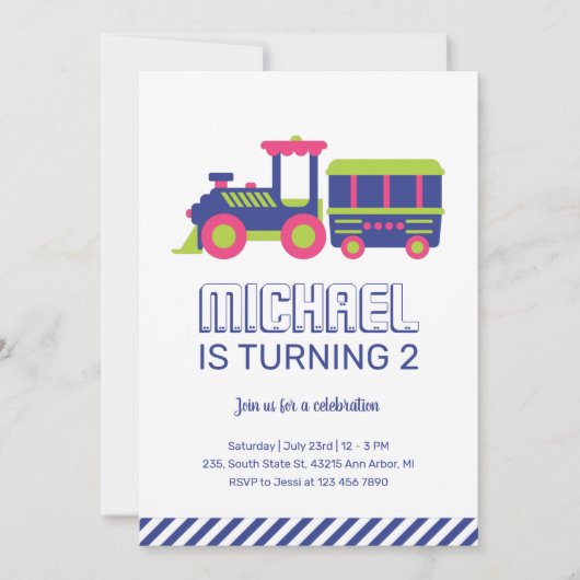 Carnival Train Blue en Green Kinder Boys Birthday Kaart (Voorkant)