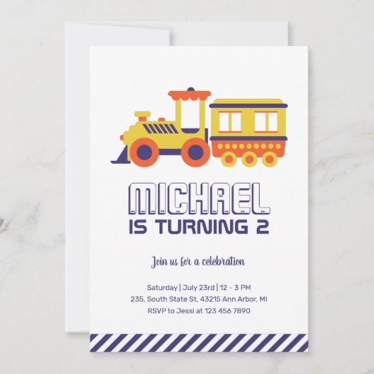 Carnival Train Paarse gele Kinder jongens Birthday Kaart (Voorkant)