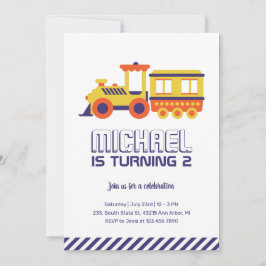 Carnival Train Paarse gele Kinder jongens Birthday Kaart