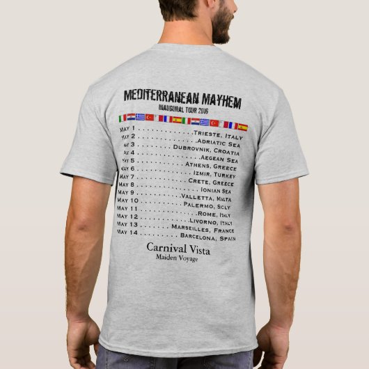 Carnival Vista Inaugural Sailing - mediterraan T-shirt (Achterkant)