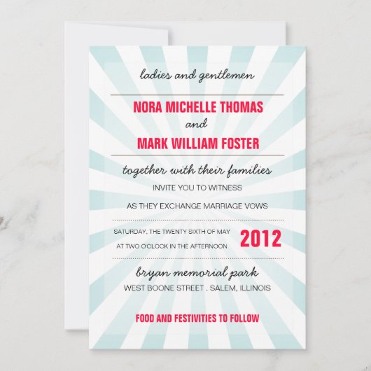 Carnival Wedding Invitation Kaart (Voorkant)
