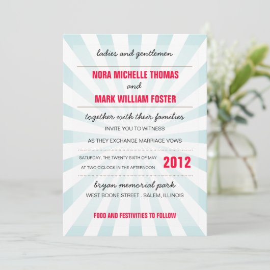 Carnival Wedding Invitation Kaart (Staand voorkant)