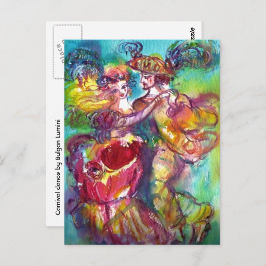 CARNIVALBAL Venetiaans Maskerade Bal Briefkaart (Voorkant / Achterkant)