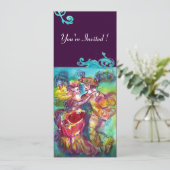 CARNIVALDANS, levendige roze blauwe zwierjes Kaart (Staand voorkant)