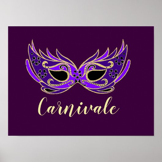Carnivale slogan Royal paarse masquerade mask Poster (Voorkant)