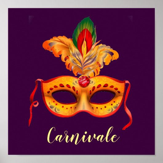 Carnivale slogan Royal paarse masquerade mask Poster (Voorkant)