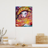 CARNIVALMASKER IN GEEL MET RODE ROOS POSTER (Keuken)