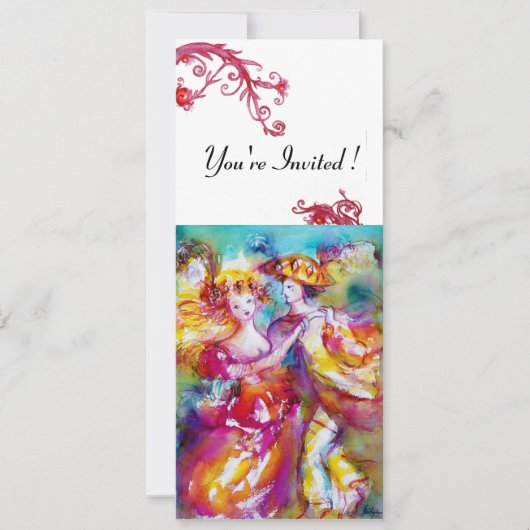 CARNIVALSDANS levendig blauw rood zwier wit Kaart (Voorkant)