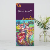 CARNIVALSDANS, levendig roze blauw geel bloeiend Kaart (Staand voorkant)
