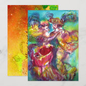 CARNIVALSDANS, levendig roze blauw geel glinstert (Voorkant / Achterkant)