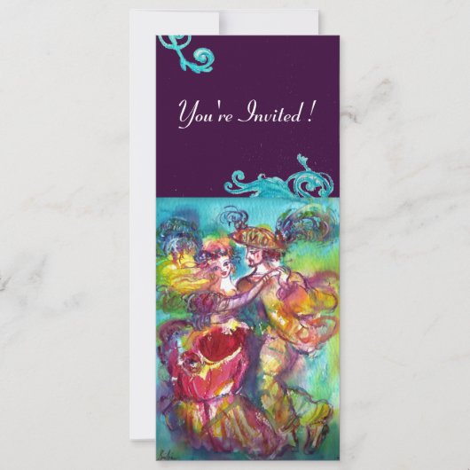 CARNIVALSDANS, levendige roze blauwe zwierige bewe Kaart (Voorkant)