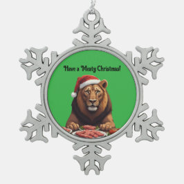 carnivoor leeuw Kerst Sneeuwvlok Omlijst Ornament