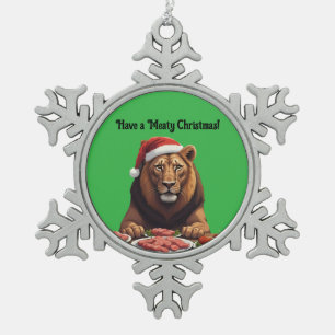carnivoor leeuw Kerst Sneeuwvlok Omlijst Ornament