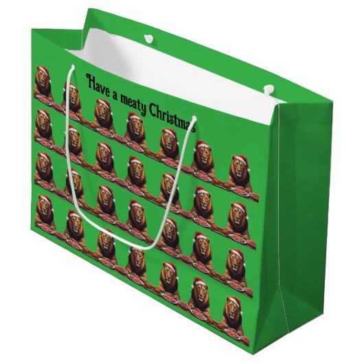 carnivoor leeuw Kerstcadeautas Groot Cadeauzakje (Voorkant Gekanteld)